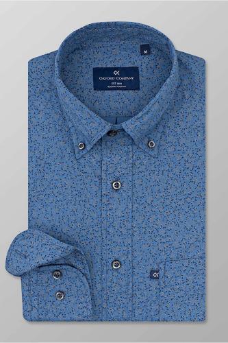 Oxford Company ανδρικό πουκάμισο button down με all-over print Regular Fit - M145-BU11.01 Μπλε Ανοιχτό L